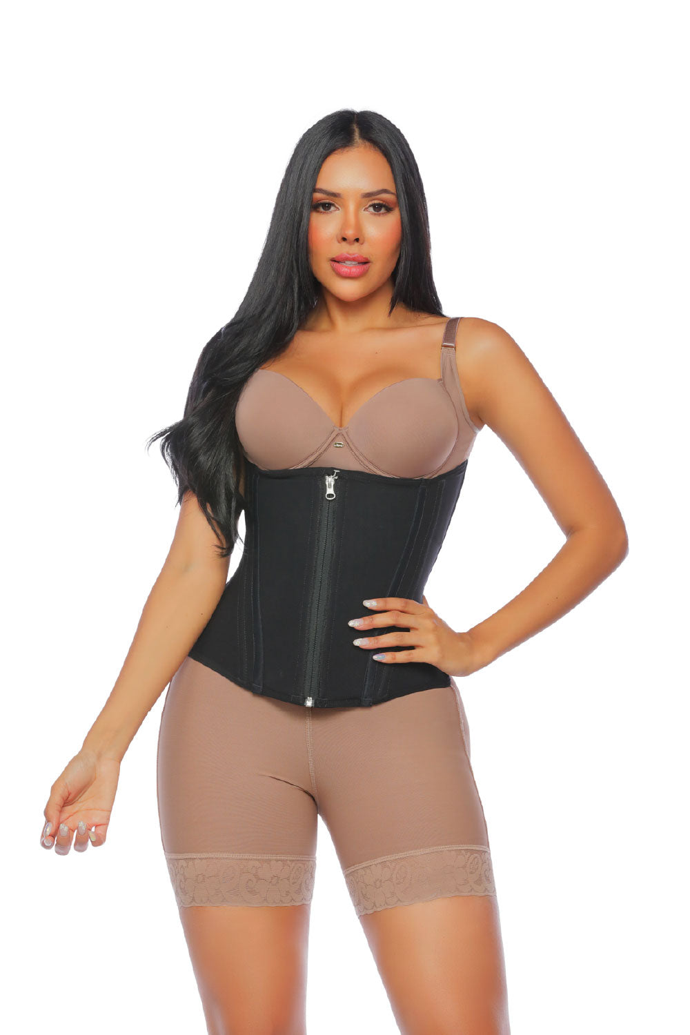 - Cinturilla SMI2025 con doble cierre y compresión estética
- Vista lateral mostrando el soporte lumbar
- Estructura anatómica que define la cintura sin incomodar