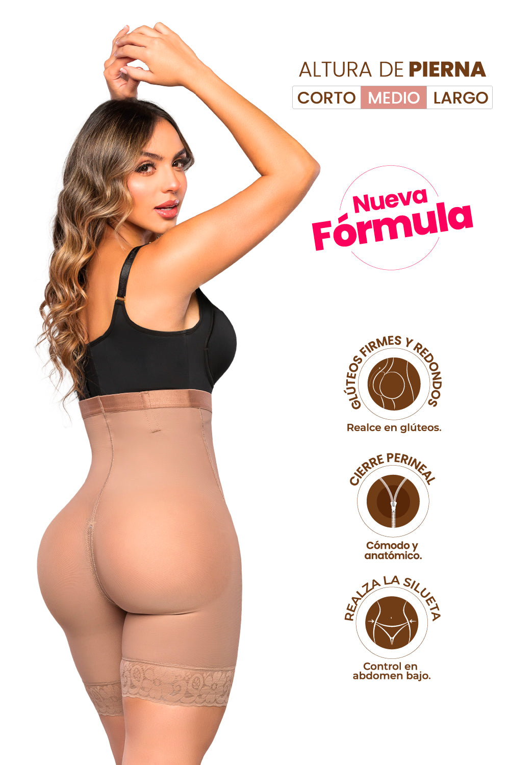 - Panty Ultrainvisible SMI04004 lifting extra natural
- Vista trasera panty cierre perineal invisible
- Panty talle alto con encaje siliconado